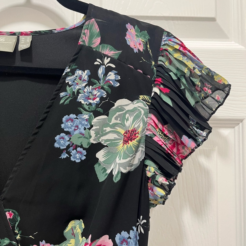ASOS Black Floral Maxi Dress with Pink and Green Accents - Picture 6 of 9